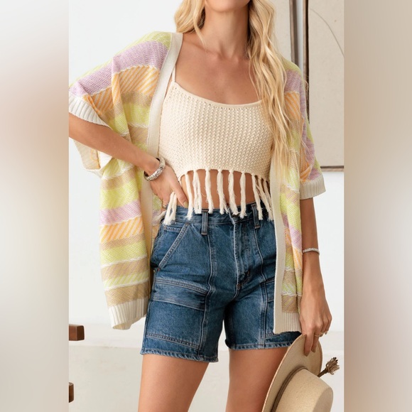 Color Knitted Open Front Cardigan - Picture 7 of 7